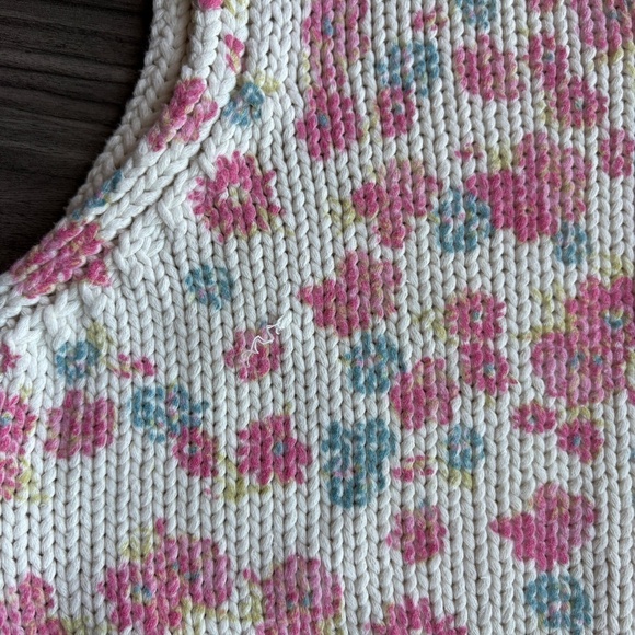 NEW Zara | Floral Print Knit Top White Pink Sweater Small - Picture 7 of 7